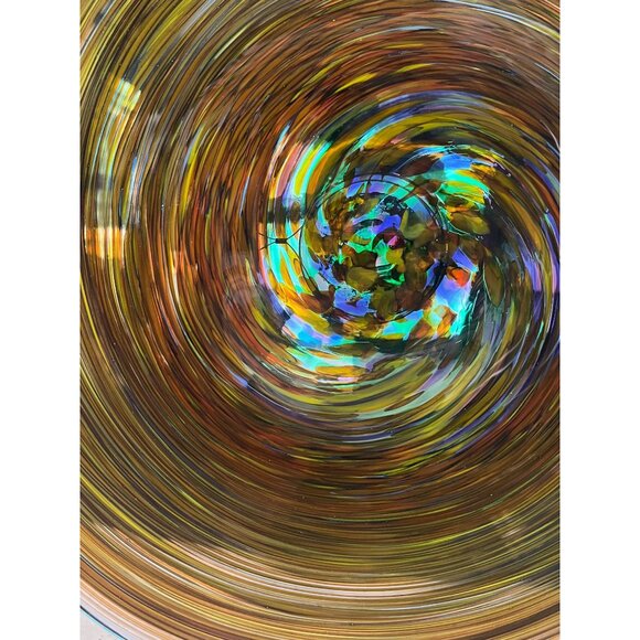 Signed Murano Handblown Glass Wall Platter Swirl Pattern Decorative Art Piece - Picture 2 of 7